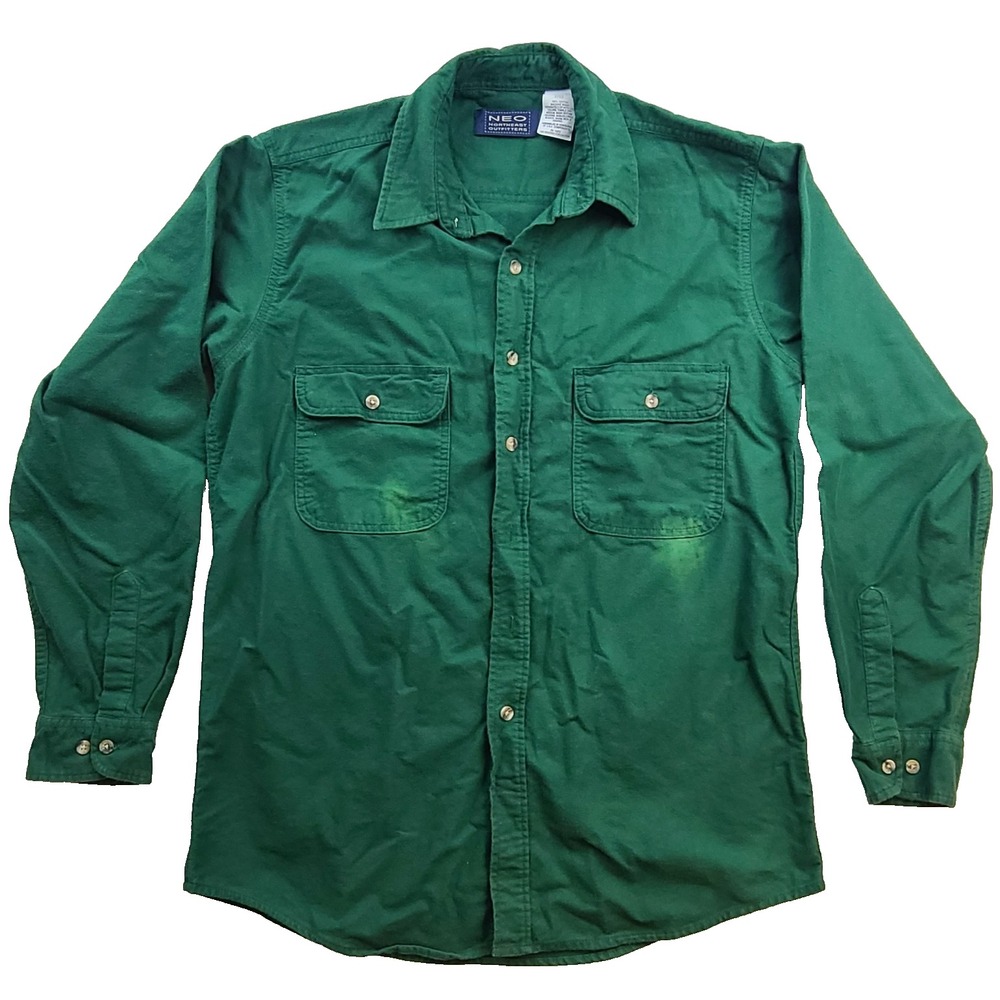 Northeast Outfitters Rugged Outdoors Shirt Mens LT Green Button Up 100% Cotton